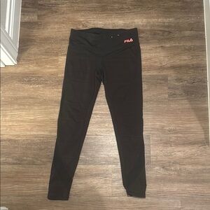 Fila Black Athletic Leggings with Logo Detail